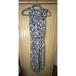 Soma Weekend Navy White Print Stretch Pocket Long Maxi Tank Sun Dress Sz Small Photo 3