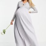 Little Mistress NWT Midi Skater Dress White Lace Pleated Twist Front Long Sleeve Photo 1