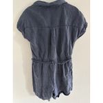 Nicole Miller Romper Womens Medium Blue Linen Blend Utility Travel Resort Beach Photo 1