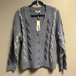 525 America Cardigan Cable Knit Periwinkle Navy & White Sweater XS NWT Revolve Photo 1