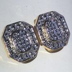 Vintage Two Tone Silver Tone & Gold Tone Retro Clip On Earrings Photo 3