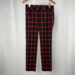 Trina Turk Plaid Montebello Ankle Trouser Pant in Black Red Size 2 Photo 4