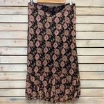 Vintage HeartSoul Boho Midi Skirt Black Pink Floral Print Ruffle Hem Y2K M Size M Photo 5