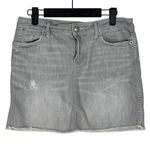 Martin + Osa Distressed Raw Hem Stretchy Mini Jean Skirt 10 Grey Washed #3594 Gray Photo 0
