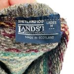 Lands' End Vintage Women's Shetland Wool Multicolor Stripe Vest Brown Sweater M Photo 3