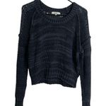 IRO Sweater Womens Small Black Open Knit Chunky Pullover Cropped Cotton Top Photo 0