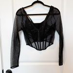 B Tempted Womens Corset Sz Medium Fairy Whimsigoth Sheer Dark Long Sleeve Top Black Photo 2