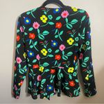 ASOS Black floral print button front peplum blouse top Photo 1