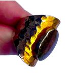 Handmade 7.5 7.75 8 Moss Agate Gem Gemstone Fine Art Ring Solid Metal Plated Gold Filled Hammered Unisex Men Women Oval Cabochon Photo 6