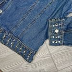 Don’t mess with Texas denim blue Jean jacket hem rhinestone detail cotton large Photo 4