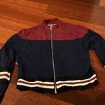 LF  Seek Label | Blue Burgundy Crop Sweater Striped XS Photo 1