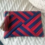 Charming Charlie red and blue clutch with tassel Photo 3