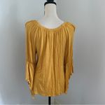 None P&S Bell Sleeve Boho Blouse Medium Mustard Yellow Tiered Sleeve Peasant Shirt M Photo 2