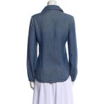 frame denim FRAME Blue Denim Lace-Up Long Sleeve Blouse Women’s XS Photo 1