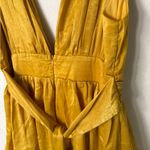 Lulu's Mustard Yellow Satin Tiered tie back midi Dress size medium Photo 6