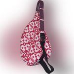 KAVU Hot Pink White Ikat Geometric Patterned Rope Sling Bag Backpack Travel Photo 9