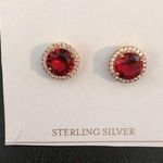 Badgley Mischka Rose Gold plated Sterling Silver Ruby Stud Earring Photo 0