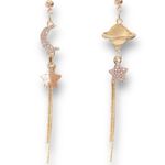 Moon Planet Long Tassel Dangle Drop Earrings for Women Gold Photo 0