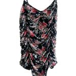 Free Press Bodysuit Black Ruby Floral Size Large NWT Ruched Romantic Coquette Photo 0
