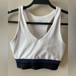 MIA ALL FENIX Stripe Sports Bra in White/Navy V-Neckline Racerback Size XS Photo 2