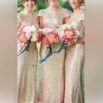 Sorella Vita  Cowl Back Sequin Gown Drape Back Gold Cap Sleeve Maxi Dress Sz: 16 Photo 1