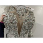 Mac Duggal  79264 Blue Embroidered Applique Feathered One Shoulder Gown 16 NWOT Photo 4