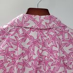Talbots Womens Starfish Shirt Large Pink White Button Down Long Sleeve Beach Photo 4