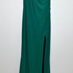 Mac Duggal Ieena for One Shoulder Jersey Gown in Emerald Green Photo 2