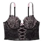 Victoria's Secret NWT--DREAM ANGELS Stunning black and pink corset top, lightly lined, heritage lace ribbon bra top, brand new, size medium DD Photo 3