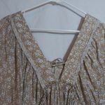 Fourteen & 9th  Floral Tan Floral Blouse with Flutter Sleeves Boho Prairie Size M Photo 1