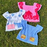 Vintage 70s Grecian Blue Towel Top Photo 5