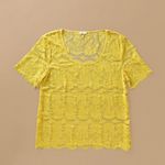 Fossil  Lace Ruffle Floral Top Women Small Scalloped Boho Y2K Cottage Mustard Photo 4