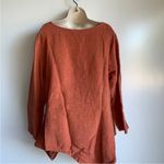 Bryn Walker Cinnamon Asymmetrical Hem Lagenlook Linen Tunic Top Rust L Photo 3