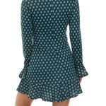 Bebop 70s Retro Look Bell Sleeve Flared Hem Dress Long Sleeve Knit Green Floral Small Photo 5