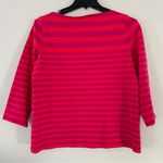 Lands' End Lands’ End Pink Fuschia Boatneck Striped 3/4 Sleeve Blouse Spring Neon Medium Photo 2