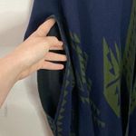Hannah navy and moss green aztec knit poncho Blue Photo 5