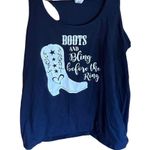 Gildan  navy blue women’s tank “boots and bling before the ring” size XL Photo 0
