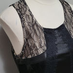 BKE Boutique black faux leather and lace peplum tank size large Photo 3