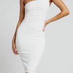 NWT Showpo Got Me Looking White One Shoulder Ruched Midi Dress Women’s Size 6 Photo 0