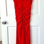 ZARA Draped Cowl Neck V Back Bodycon Dress Red Size M Photo 2