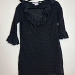 Gretchen Scott Designs Black Eyelet Ruffle V Neck 3/4 Sleeve Dress Size S Photo 0