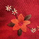 Loft Ann Taylor 100% Wool Burgundy Floral Embroidered Beaded Pencil Skirt Size 8 Photo 3