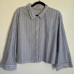 Everlane NWT  Woven PJ Top Blue Stripe Button Down Shirt Cotton Sz L Photo 1