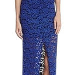 Alice + Olivia Kahlo Blue Lace Maxi Dress Photo 0