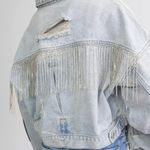 Rhinestone Fringe Denim Jacket Blue Photo 4