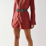 Free People  Thea Mini Shirt Dress Pink Cinnamon Womens XS Photo 4