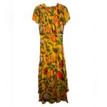 Farm Rio  size small fruit lovers Yellow Floral Maxi Dress dragon fruit tropical Photo 1