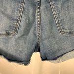 Madewell  High Rise Denim Shorts Button Fly Raw Hem‎ Blue Jean Sz 24 Distressed Photo 7
