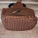 Womens Crochet Double Plastic Handle Tote‎ Handbag Brown 7”x 8.5”x 4” Photo 3