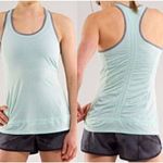 Lululemon ATHLETICA | Run Energy Tank Top Mint Blue Stripe Drawstring | Size 4 Photo 1